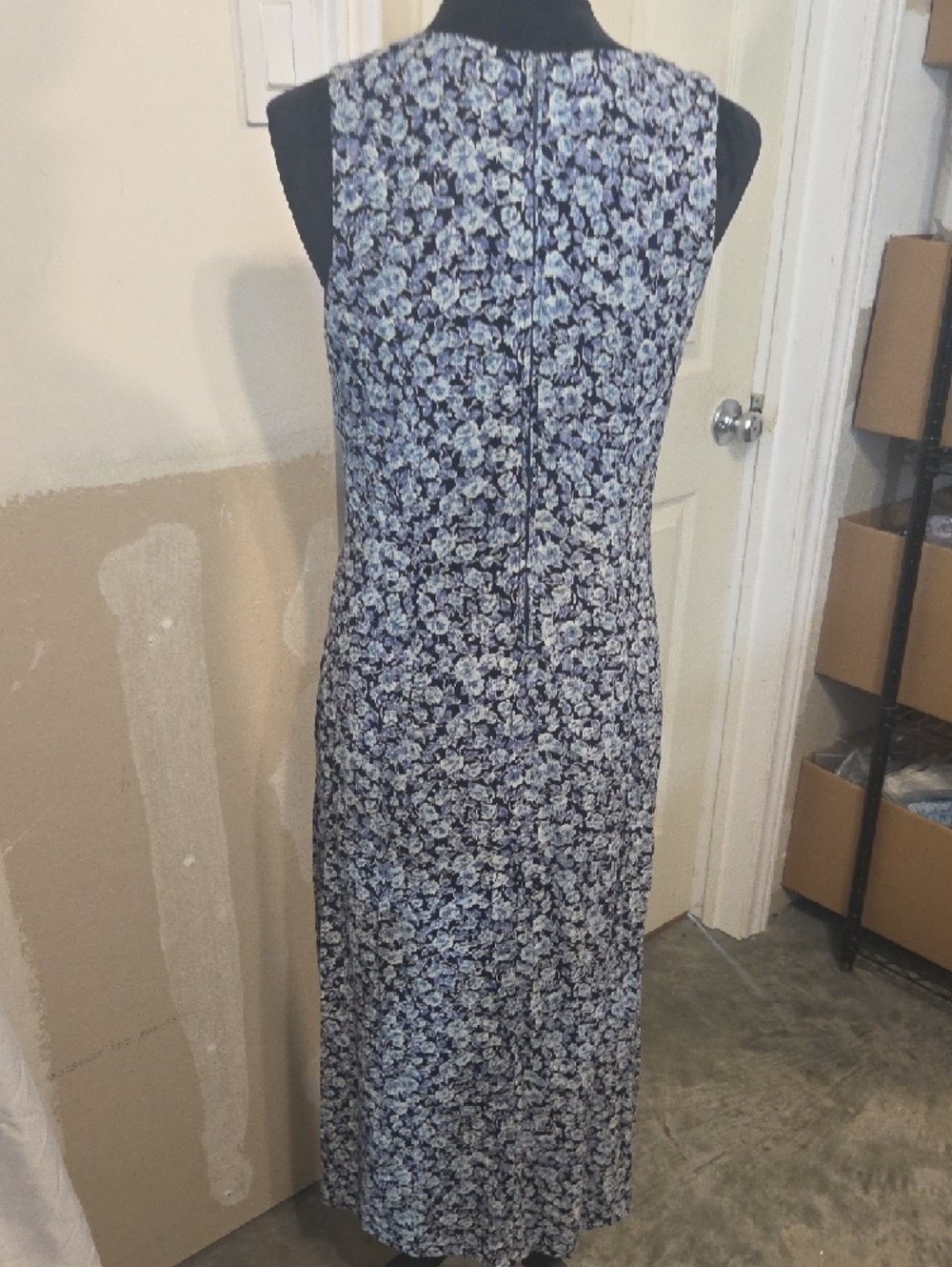 Rabbit Rabbit Rabbit Square-Neck Floral Maxi Dress Navy Light Blue Colorblock - Picture 4 of 11